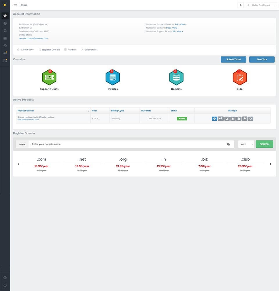 VidoHost Client Area Homepage